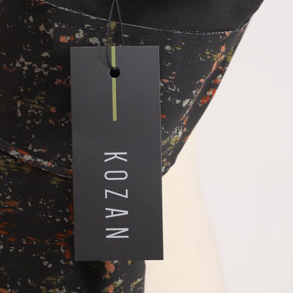 NWT KOZAN Overlapping Asymmetric Hem Mock Neck Abstract Tunic Top Size L - Picture 8 of 10